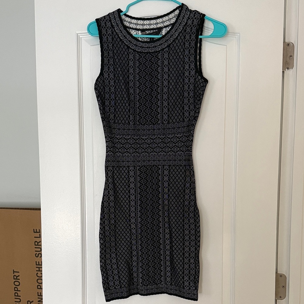 BCBGMaxAzria Black Lace-Pattern Sleeveless Mini Dress